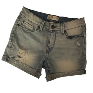 Mudd Blue Wash Jean Shorts Distressed Low-Rise 3 GUC